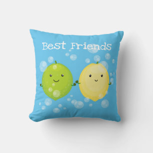 Cute lemon and lime friends illustration cushion