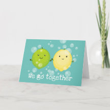 Cute lemon and lime fruit valentine illustration