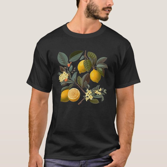 Cute Lemon Botanical Gardening summertime vintage  T-Shirt (Front)