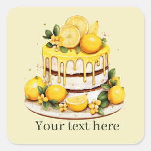 cute lemon cake add text  square sticker