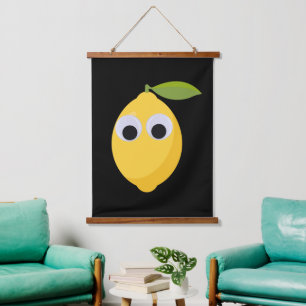 Cute Lemon Character with Googly Eyes Hanging Tapestry
