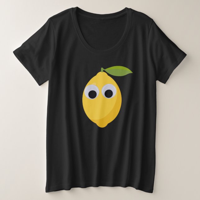 Cute Lemon Character with Googly Eyes  Plus Size T-Shirt (Design Front)