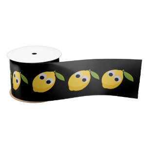 Cute Lemon Character with Googly Eyes Satin Ribbon