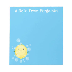 Cute lemon citrus fruit cartoon illustration notepad