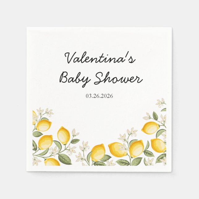 Cute Lemon Citrus Fruit Summer Baby Shower Napkin (Front)