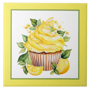 Cute lemon cupcake bakery home business crafting  tile