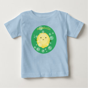 Cute lemon fruit cartoon bubbles illustration baby T-Shirt