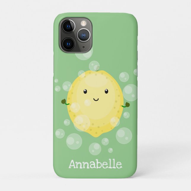 Cute lemon fruit cartoon bubbles illustration Case-Mate iPhone case (Back)
