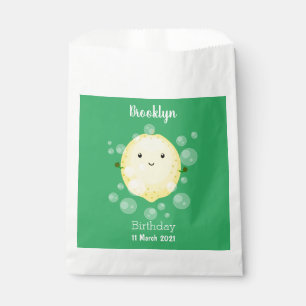 Cute lemon fruit cartoon bubbles illustration favour bags