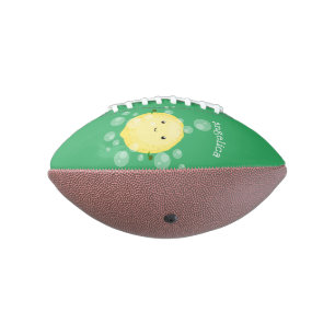 Cute lemon fruit cartoon bubbles illustration football