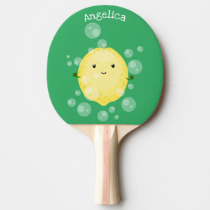 Cute lemon fruit cartoon bubbles illustration ping pong paddle