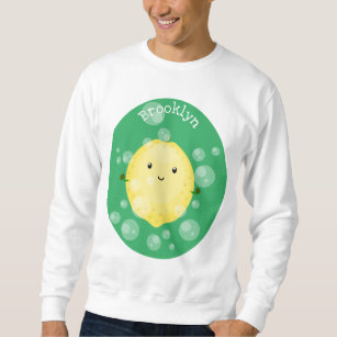 Cute lemon fruit cartoon bubbles illustration sweatshirt