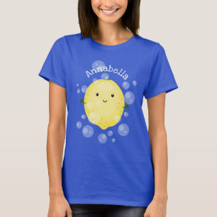 Cute lemon fruit cartoon bubbles illustration T-Shirt