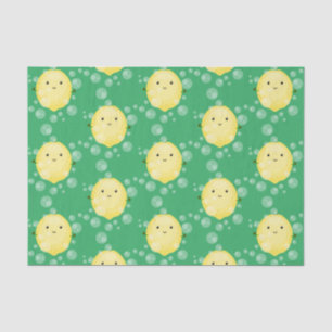 Cute lemon fruit cartoon bubbles illustration tissue paper