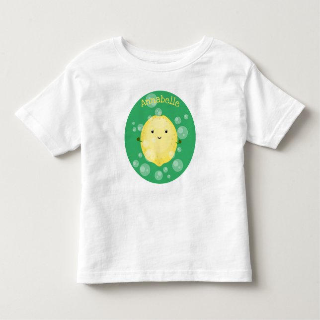 Cute lemon fruit cartoon bubbles illustration toddler T-Shirt (Front)
