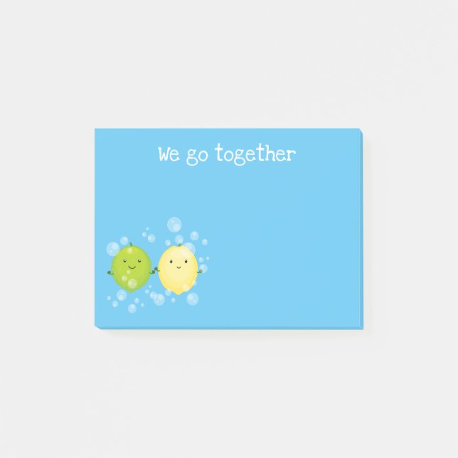 Cute lemon lime fruit cartoon illustration post-it notes (Front)