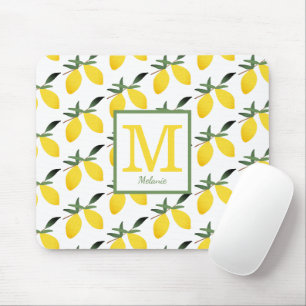 Cute Lemon Monogram Name Mouse Pad