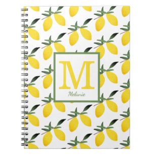 Cute Lemon Monogram Name Notebook