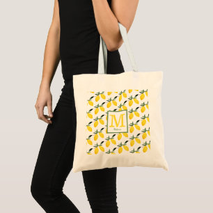 Cute Lemon Monogram   Tote Bag