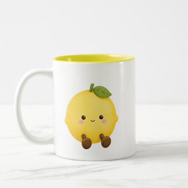 Cute Lemon Mug | Kawaii Fruit Coffee Cup Gift (Left)