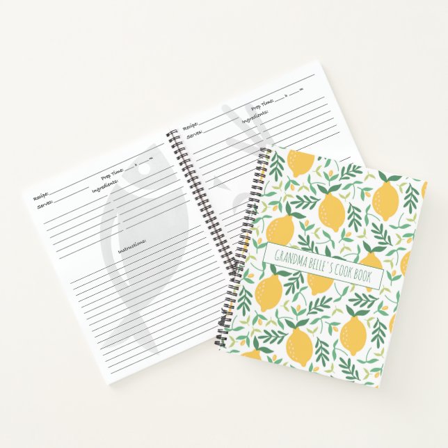 Cute Lemon Pattern Grandma's Recipe Notebook (Inside)