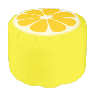 Cute Lemon Slice Citrus Fruit Funny Foodie Fun Pouf
