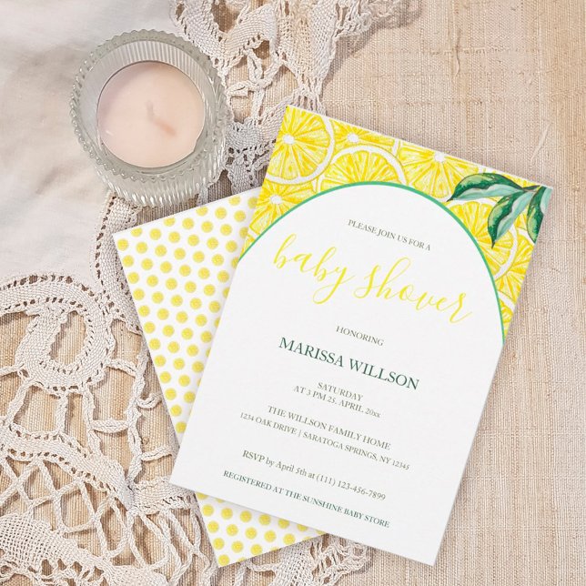 Cute Lemon Slices Watercolor Hand-painted Invitation (Creator Uploaded)