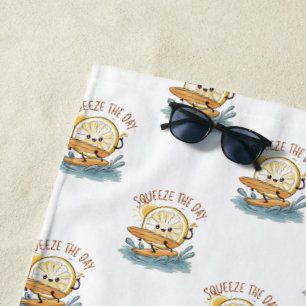 Cute Lemon "Squeeze the day" Summer  Beach Towel