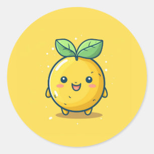 Cute lemon themed classic round sticker