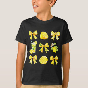 Cute Lemon Tropical Fruits Coquette Bow Summer T-Shirt