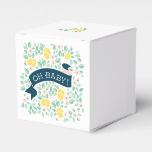 Cute Lemon Yellow Botanical Baby Shower Favour Box