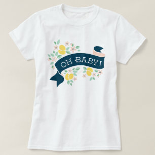 Cute Lemon Yellow Botanical Oh Baby Shower  T-Shirt