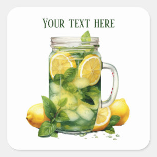 Cute lemonade add text Business  Square Sticker