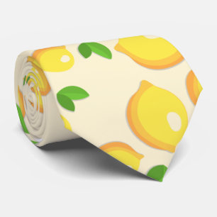 Cute Lemonade Citrus Fruit Yellow Lemon Pattern Tie