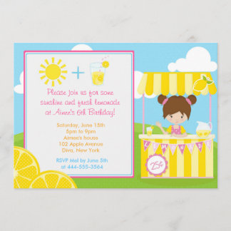 Cute Lemonade Design with Girl Invitation