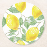 Cute Lemons and Leaves Paper Coaster<br><div class="desc">Lovely paper coaster designed with a lemon theme print. Perfect to bring a bit of summertime in any season! Matching products are available in my collections. Do not hesitate to contact me if you need any help to customise this or other items in my store!</div>