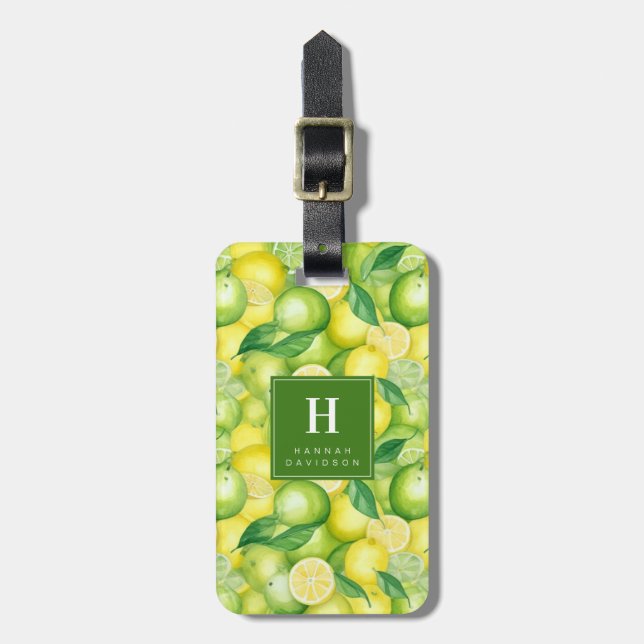 Cute Lemons and Limes Luggage Tag (Front Vertical)