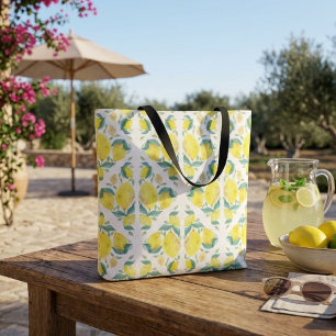 Cute lemons fruit summer beach shopping bag 