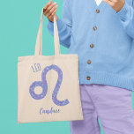 Cute Leo Astrology Sign Personalized Tote Bag<br><div class="desc">This pretty,  personalized purple and lavender Leo tote bag features your astrological sign from the Zodiac in a beautiful sparkle like the constellations. Customize this cute gift with your name in beautiful cursive script for someone with a late July or early August birthday.</div>