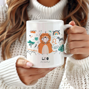 Cute Leo Zodiac Mug, Fun Astrology Lover Coffee Mug