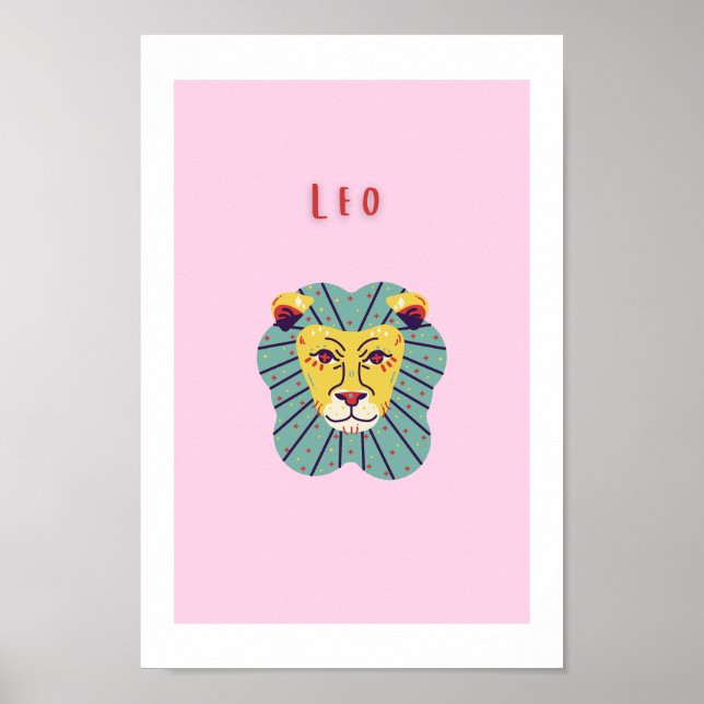 Cute Leo, zodiac, star sign print (Front)