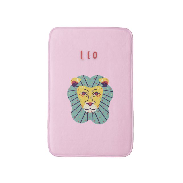 Cute Leo, zodiac, star sign print Bath Mat (Front Vertical)