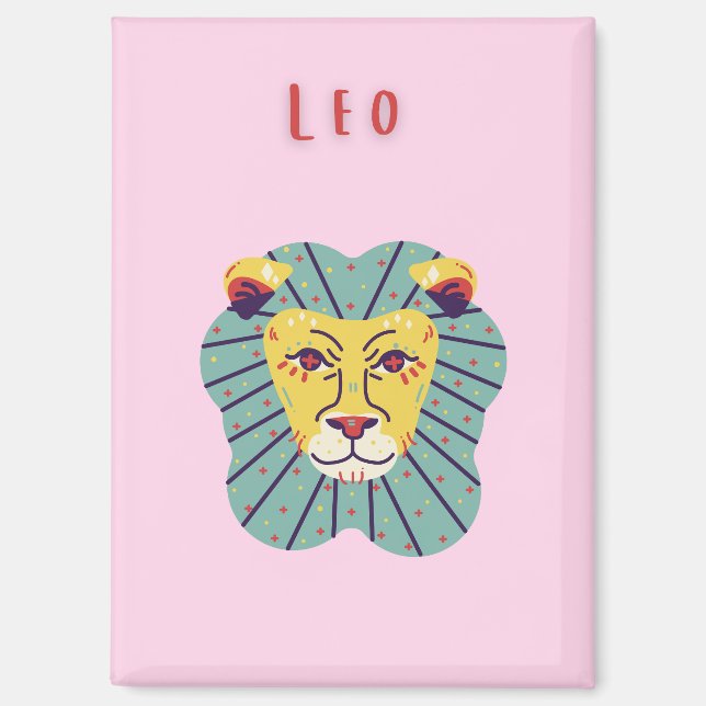 Cute Leo, zodiac, star sign print Magnet (Front)