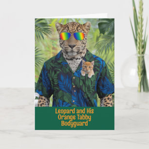 Cute Leopard and Orange Tabby greeting Card