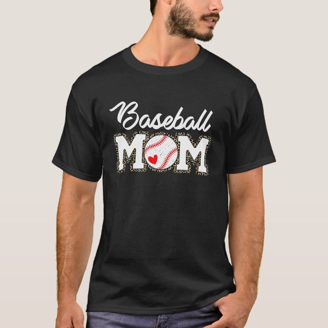 Cute Leopard Baseball Mom Mama Sport Lover Mother' T-Shirt (Front)