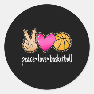 Cute Leopard Boys Girls Sketll Peace Love Sketll  Classic Round Sticker