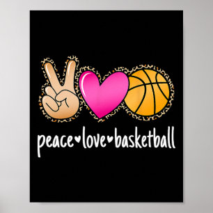 Cute Leopard Boys Girls Sketll Peace Love Sketll Poster