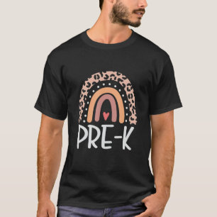 Cute Leopard Cheetah Print Rainbow Pre K Teacher T-Shirt
