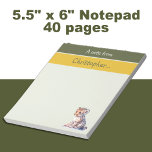 Cute leopard custom name green kids notepad<br><div class="desc">This adorable 5.5" x 6" notepad is perfect for kids who love to make their mark! With 40 pages, it features a super cute leopard design alongside the phrase "A Note From, " ready to be personalised with your child’s name. Whether they’re jotting down reminders, doodling, or writing sweet notes,...</div>