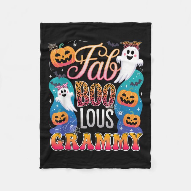 Cute Leopard Fab Boo Lous Grammy Soky Halloween Co Fleece Blanket (Front)
